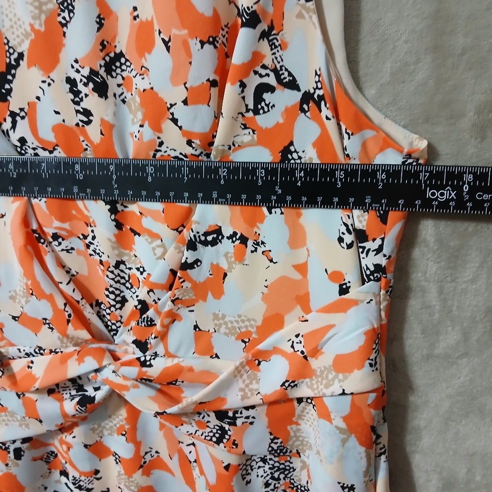 DKNYC Orange and Black Patterned Midi Dress Size 14 - Picture 12 of 16
